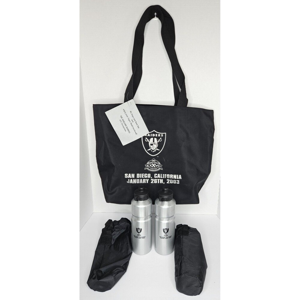 2003 Super Bowl XXXVII 37 Raiders  Football Bag And Water Bottle Lot Of 3 New